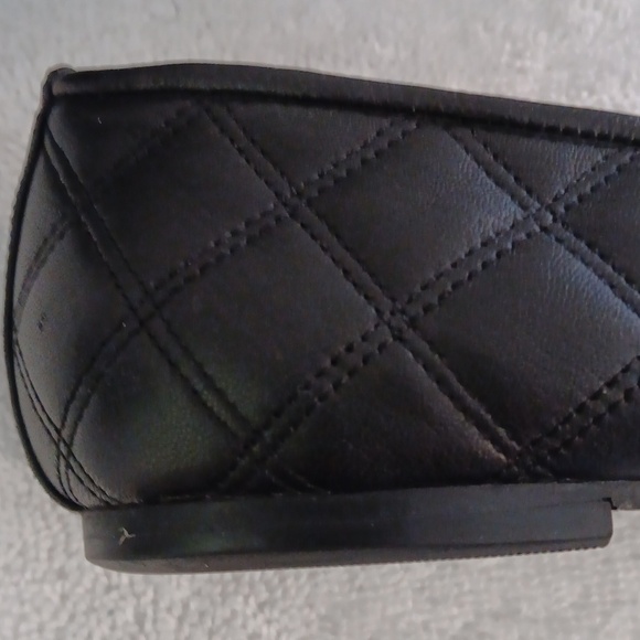 Delman ballet flats black quilt pattern w/ lace bow ties on shiny toe size 7-7.5 - Picture 10 of 11